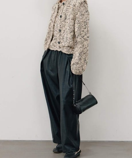 RIB FAUX LEATHER PT [Y264-31117] / TENN