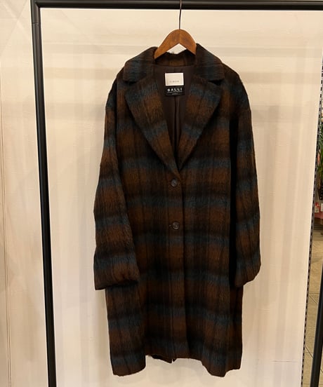 シャギーチェックミドル丈テーラードコート 650-84000  / CLOCHE