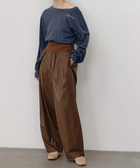 RIB FAUX LEATHER PT [Y264-31117] / TENN