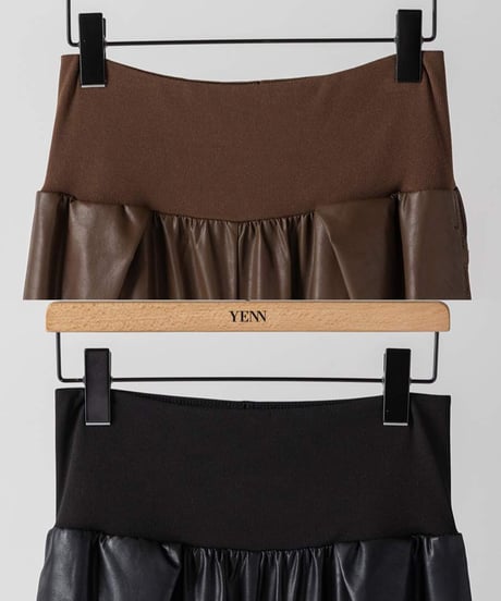 RIB FAUX LEATHER PT [Y264-31117] / TENN