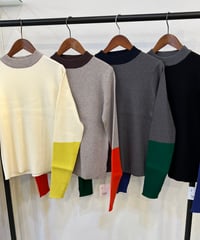3配色モックネックリブニットトップス 652-85654   / CLOCHE