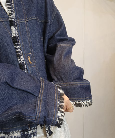 ツイードドッキングデニムジャケット 2613283  / Lalliamu