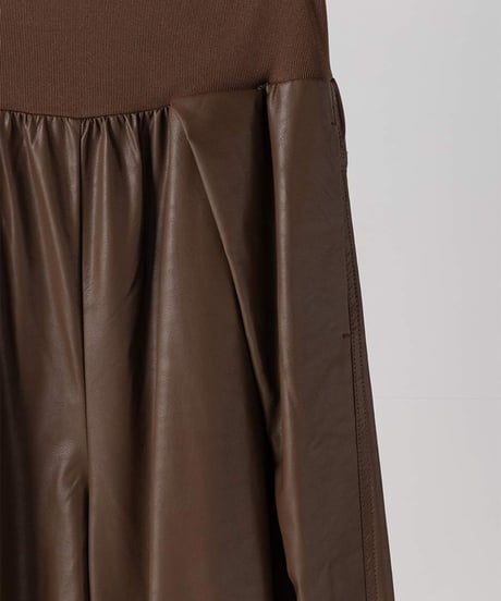 RIB FAUX LEATHER PT [Y264-31117] / TENN