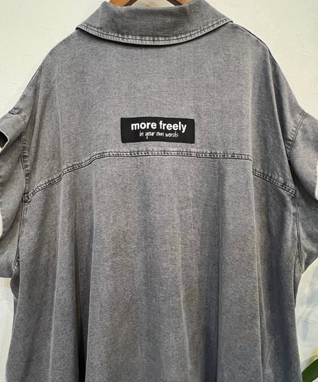 テンセルストレッチデニム バックロゴテープフレンチスリーブシャツ 652-35503 / NUS