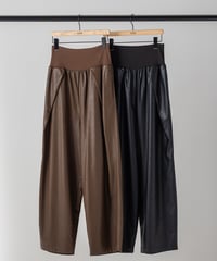 RIB FAUX LEATHER PT [Y264-31117] / TENN