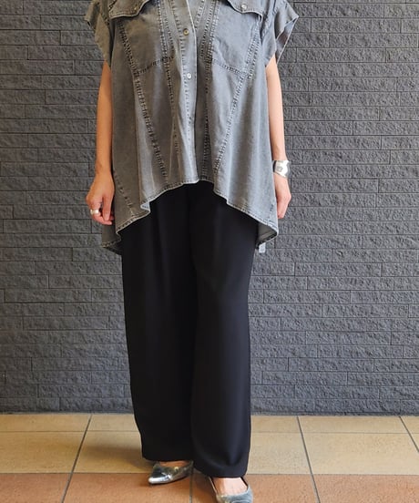 バックロゴテープフレンチスリーブデニムシャツ 652-35503 / NUS