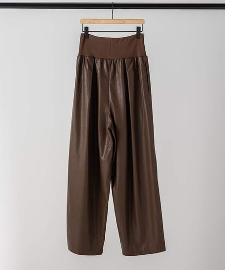 RIB FAUX LEATHER PT [Y264-31117] / TENN