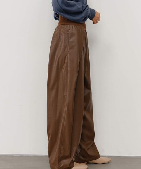 RIB FAUX LEATHER PT [Y264-31117] / TENN