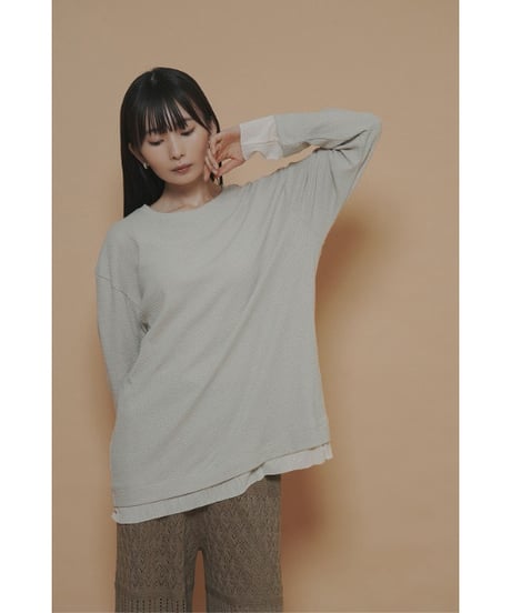 モザイクジャガードL/S TOPS　710559　/ CYAN tokyo