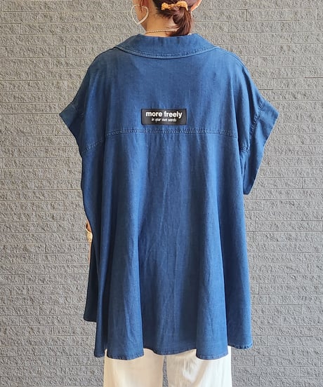 バックロゴテープフレンチスリーブデニムシャツ 652-35503 / NUS