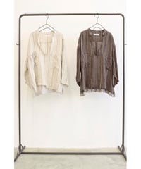 40ヘリンボーンストライプ スキッパープルオーバーシャツ　8713206　/ LE MELANGE
