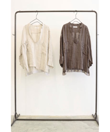 40ヘリンボーンストライプ スキッパープルオーバーシャツ　8713206　/ LE MELANGE