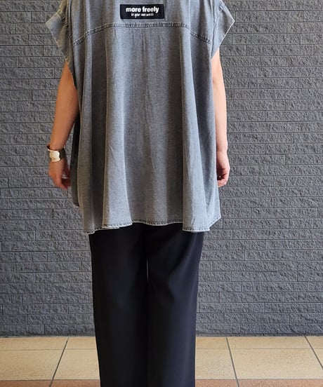 バックロゴテープフレンチスリーブデニムシャツ 652-35503 / NUS