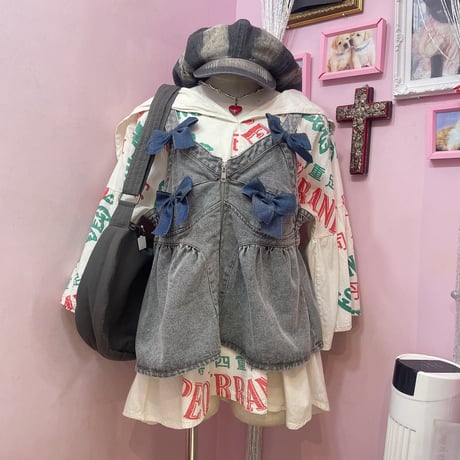リメイクリボンデニムビスチェ