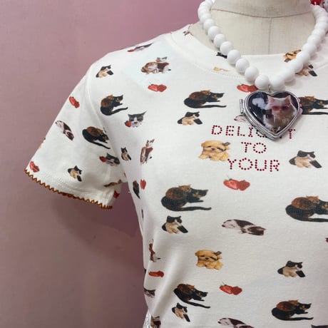 Cat&dog 総柄Tシャツ