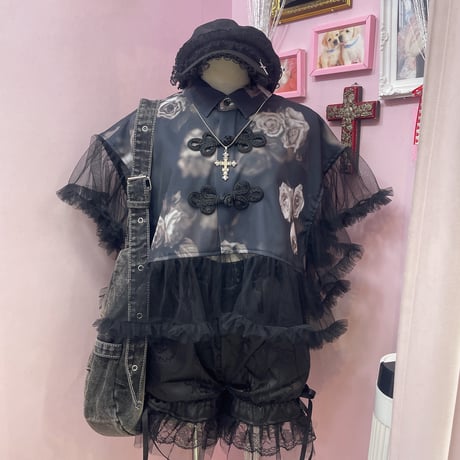 Smoke rose フリルチャイナシャツ