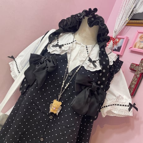 リボンドットフリルワンピース
