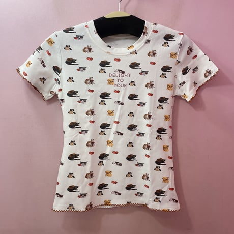 Cat&dog 総柄Tシャツ