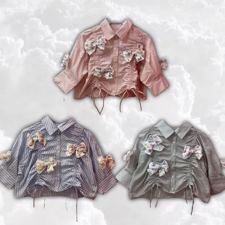 シャーリングFunnyリボンブラウス