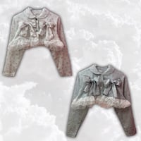 小花柄フリルリボンシャツ