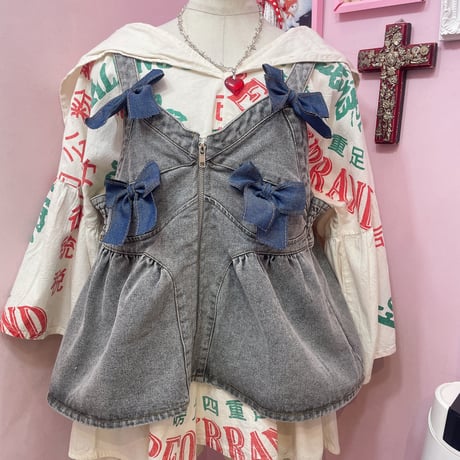 リメイクリボンデニムビスチェ