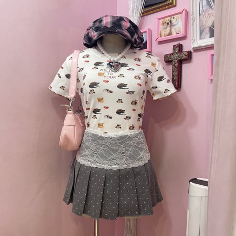 Cat&dog 総柄Tシャツ