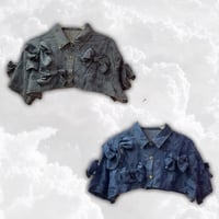 リメイクリボンフラワーデニムシャツ