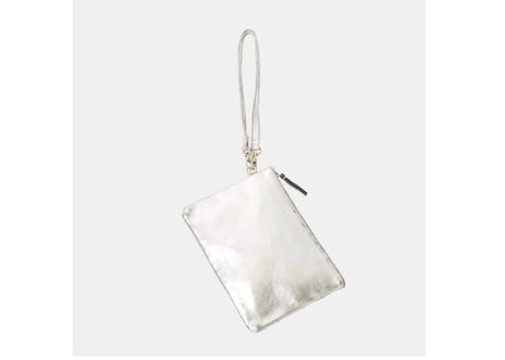 STRAP LEATHER POUCH SILVER