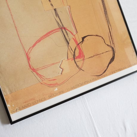 Alvar Aalto 1936 sketch vintage poster