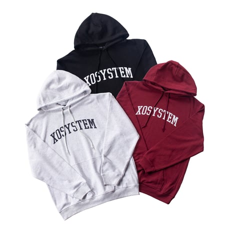 XOSYSTEM｜XO COLLEGE ARCH LOGO 8.8oz SWEAT PARKA