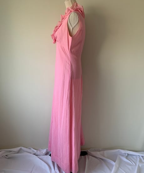 70's Ruffled sleeveless maxi dress