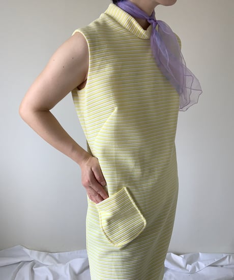 70's~80's Striped sleeveless dress
