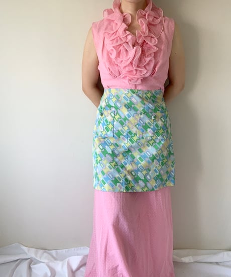70's Ruffled sleeveless maxi dress