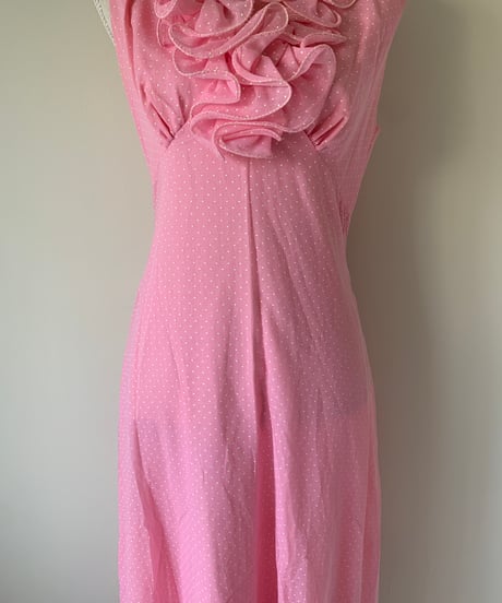 70's Ruffled sleeveless maxi dress