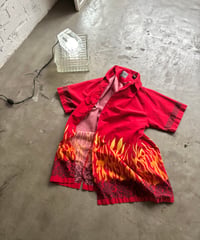 90’s-00’s《Piping Hot》 summer vibes surf style fire pattern design S/S shirt