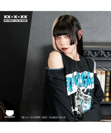 DEATHBEAR/デスベア　【TURN UP THE GAIN】ZIP Long Sleeve T-SHIRTS(NAKED BLUE)
