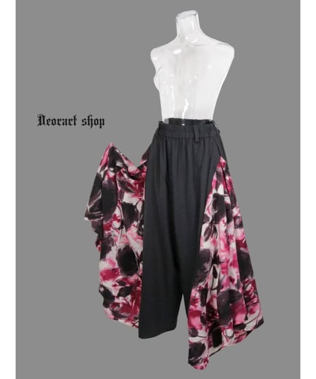 Deorart DRT2890 Grunge Rose ハカマ風 切替ワイドパンツ
