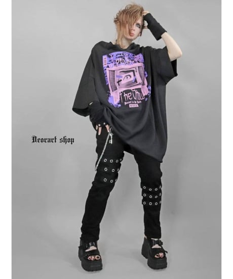 Deorart DRT2893 モンスターサイズ ドレープ・チュニック Tシャツ [Retro TV]