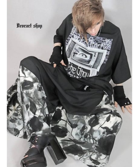 Deorart DRT2890 Grunge Rose ハカマ風 切替ワイドパンツ