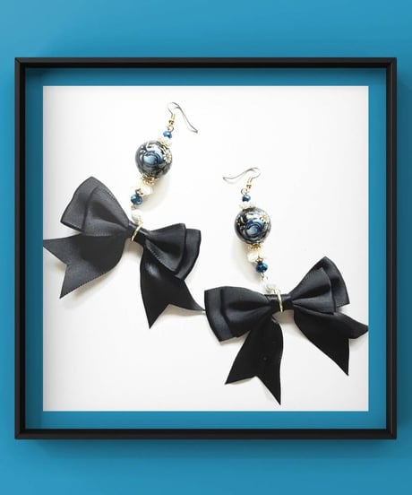 mignardises m4-3 シノワズリリボンピアス（BLACK）