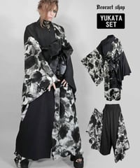 Deorart  DRT2889set Grunge Rose 浴衣セットアップ（BLACK×BLACK）