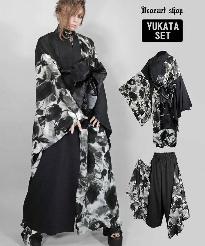 Deorart DRT2889set Grunge Rose 浴衣セットアップ（BLACK×