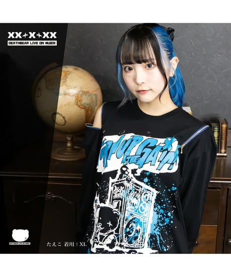 DEATHBEAR/デスベア　【TURN UP THE GAIN】ZIP Long Sleeve T-SHIRTS(NAKED BLUE)