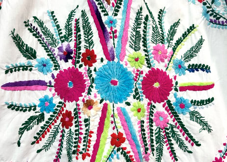 メキシカン メキシコ ワンピース 白 花 刺繍 手刺繍 ヴィンテージ エスニック ヒッピー カラフル おしゃれ かわいい USA 古着/club723 クラブ723(N817)
