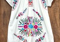 メキシカン メキシコ ワンピース 白 花 刺繍 手刺繍 ヴィンテージ エスニック ヒッピー カラフル おしゃれ かわいい USA 古着/club723 クラブ723(N817)
