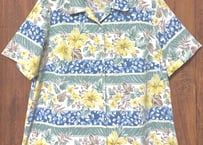 総柄 柄 シャツ ハイビスカス ボタニカル トロピカル 花 夏 半袖 カラフル レトロ 個性的 おしゃれ かわいい used vintage 古着/club723 クラブ723(N818)