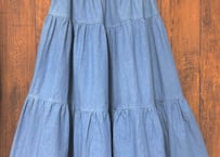 デニム ロング ティアード ボリューム スカート ヴィンテージ カントリー レトロ ガーリー おしゃれ かわいい USA vintage used 古着/club723 クラブ723(N823)