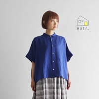 HUIS.  （限定生産）極細コットンラミースクエアワイドシャツ（マリンブルー）U024