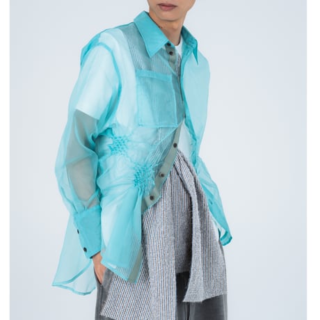 <予約商品>　[TA-BUM0012] "BUMPY" SHEER ASYMMETRIC SHIRT