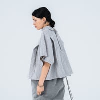 <予約商品>　[TA-ТP0053] FUZZY STRIPE HIGH NECK BLOUSE
